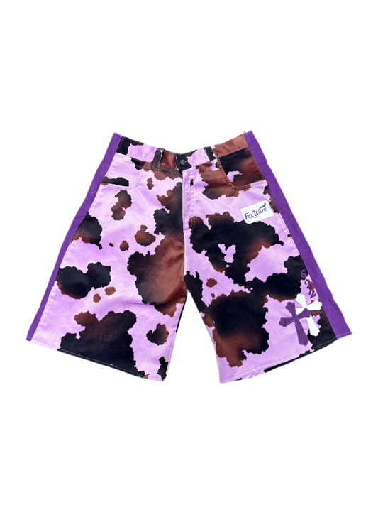 Purple Reign Cow Print Shorts